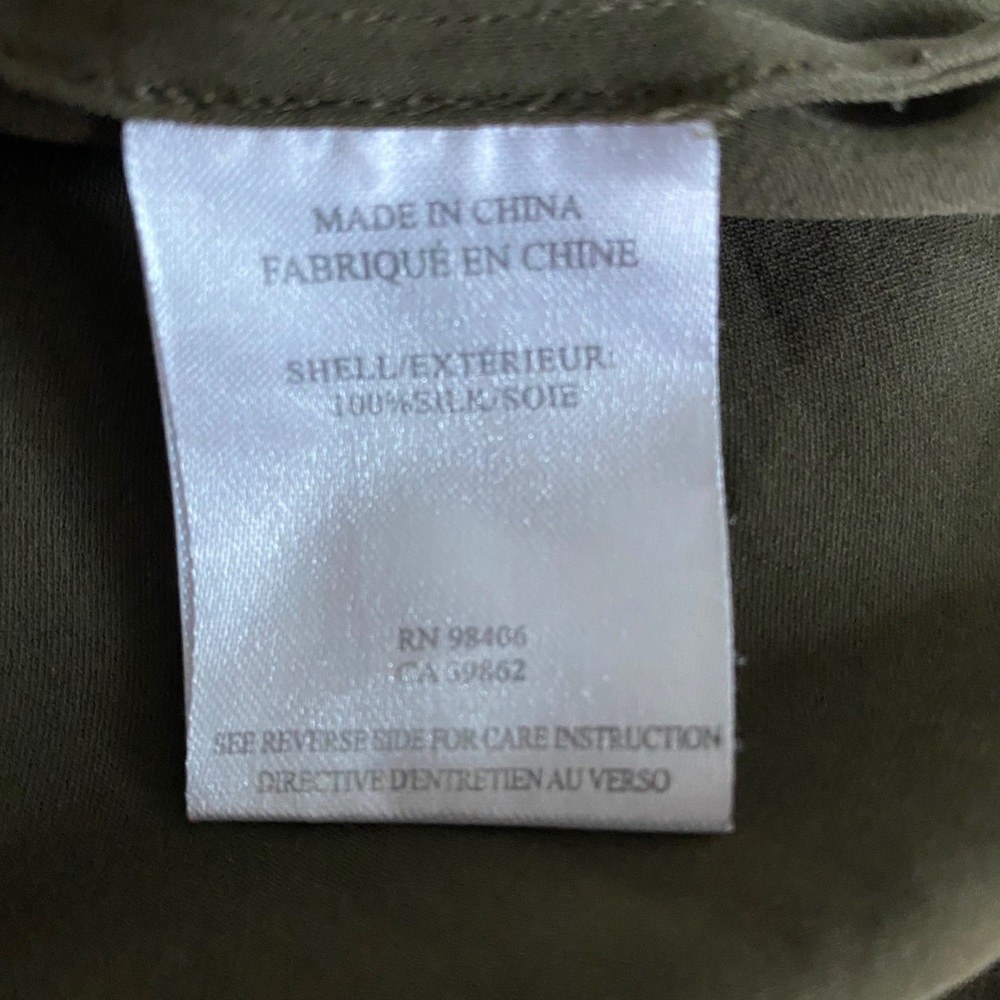 Theory Olive Green V-Neck Long Sleeve Blouse - Picture 7 of 7